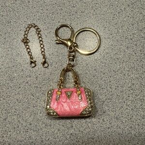 Pink Handbag Keychain with Gold Accents